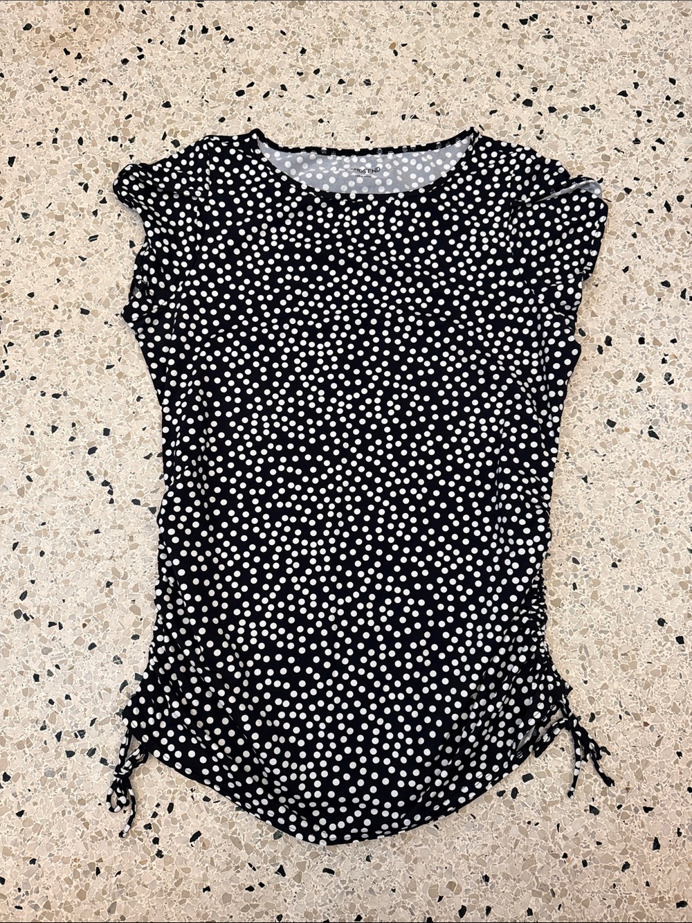 Lands' End Black and White Polka Dot Swim Coverup Tee